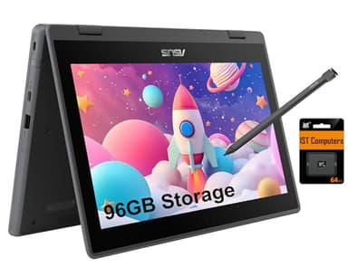 ASUS 2-in-1 Chromebook Flip CR1 (11.6" Touchscreen, Intel Celeron N5100, 4GB RAM, 96GB Storage) Ruggedized & Water Resistant, Student & Home Laptop, 8MP Webcam, Wi-Fi 6, Stylus Pen, Chrome OS