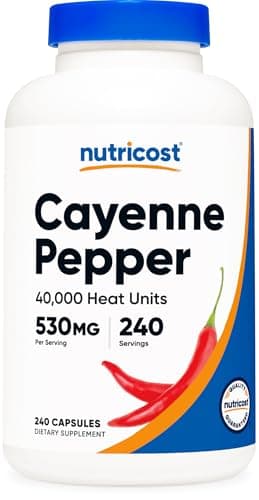 Nutricost Cayenne Pepper 530mg, 240 Capsules - 40,000 Heat Units, Gluten Free, Non-GMO