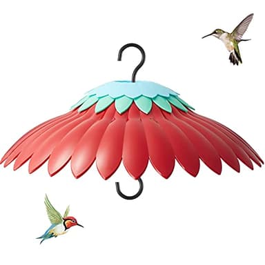 Beserie Squirrel Baffle for Hanging Bird Feeder Rain Cover for Outside Weather Guard Protect Feed from Sun Blue Dome Attract Hummingbirds, Moat Proof, Easy to Clean-14inch(Red)