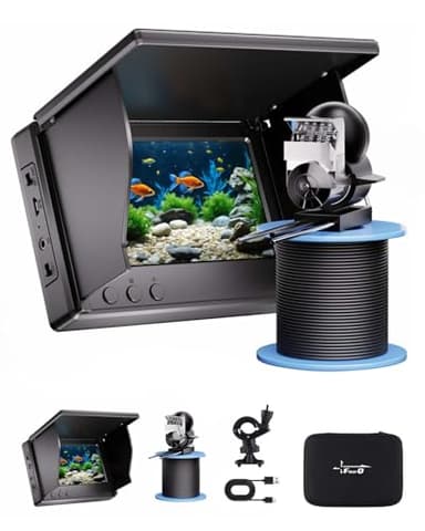 FOURQ Underwater Fishing Camera,Fishing Camera with Infrared Night Vision Light, Portable Fish Finder with 100ft Cable, 4.3 Inch LCD and Upgraded HD Lens for Ice Lake Boat Kayak Fishing