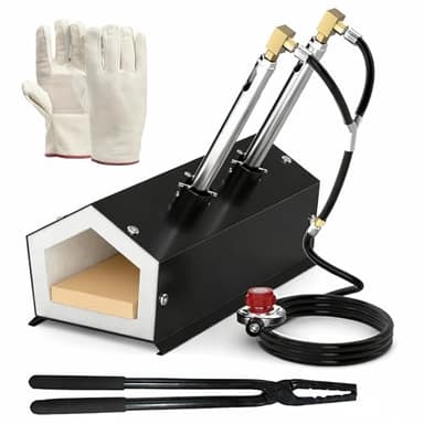 MMasters Portable 2 Burner Propane Forge, 2600°F High Temp Gas Forge for Blacksmithing & Knife Making, Complete Compact Tool Kit