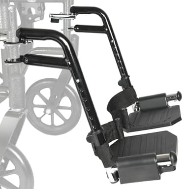 Universal Wheelchair Footrest Replacement - Adjustable Composite Footboard & Heel Loop, Foldable Comfort Support, Affordable, Black, Lightweight, Easy Installation