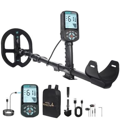 Rechargeable Metal Detector for Adults - 4000mAh High Capacity - 12 Inch Deep Depth Professional Gold Detector Double-D Waterproof Coil for Beach,Higher Accuracy Metal Detector with 6 Detection Modes