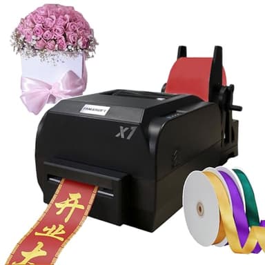 Digital Satin Ribbon Printer Machine - DIY Customizable Ribbon Printer with Holder, 200 DPI High Resolution for Weddings, Parties, Birthdays, Home Decoration - Single-Row Printing