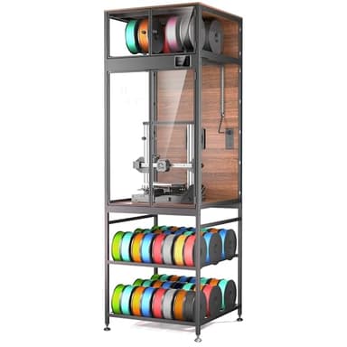 Crafit 3D Printer Cabinet with 48 Spools Filament Storage Rack, 3D Printer Enclosure with Ventilation, Thermo-Hygrometer and LED Light, Heat-Resistant, Dustproof and Noise-Reduction Design, Upgraded
