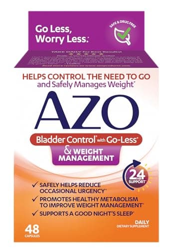 AZO Bladder Control with Go-Less® & Weight Management Dietary Supplement | Helps Reduce Occasional Urgency* | Promotes Healthy Metabolism* | Supports a Good Night’s Sleep* | 48 Capsules