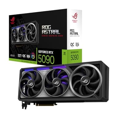 ASUS ROG Astral GeForce RTX™ 5090 OC Edition Graphics Card, NVIDIA (PCIe® 5.0, 32GB GDDR7, HDMI®/DP 2.1, 3.8-Slot, 4-Fan Design, Axial-tech Fans, Patented Vapor Chamber, Phase-Change GPU Thermal Pad)