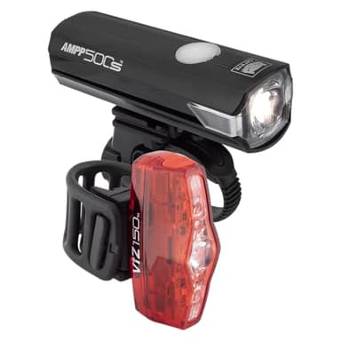 CATEYE AMPP & ViZ USB Rechargeable Bike Light Combo Kit – IPX4 Waterproof High Lumen AMPP Opticube™ LED Headlight & ViZ USB Daytime Safety Light, Visible up to 1 Mile, Fits Road, MTB, Gravel Bikes