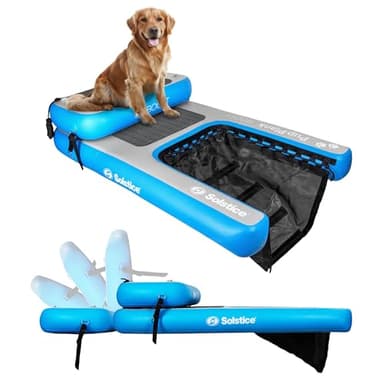 SOLSTICE Inflatable Pup Plank, Dog Water Ramp for Boats & Docks, Boost Step, 220 lb Capacity - Floating Platform for Pets for Lake, River, Beach & Swimming Pool, Includes Pump, Patent-Protected Design