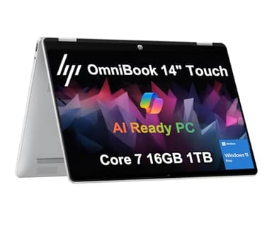 2025 HP OmniBook 5 Flip X360 2-in-1 Touchscreen AI PC Laptop (14" FHD+ IPS, Intel 10-Core 7 150U (> i7 1355U), 16GB DDR5, 1TB SSD) for Creator, Designer, 5MP IR Webcam, 21-Hr Battery Life, Win 11 Pro