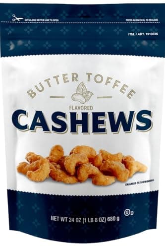 Butter Toffee Flavored Cashews 24oz, compare to Snack Club, compare to Kirkland, compere to Belmont Nuts