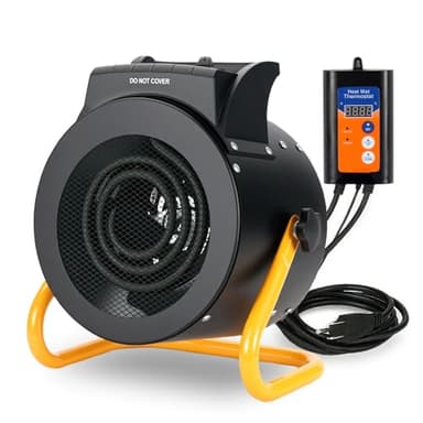 Noarixa Greenhouse Heater with Digital Thermostat, 1500W/750W Electric Grow Tent Heater, IPX4 Waterproof, Overheat Protection, Fast Heating for Patio, Flower Room, Green House, Ourdoor, Black