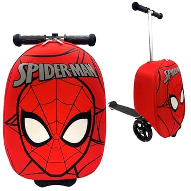 Fast Forward Spider-Man 18" Ride-On Suitcase Scooter - Lightweight Carry-On Scooter Luggage