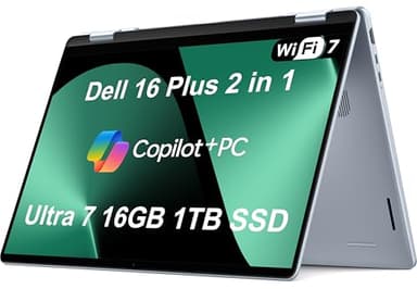 Dell 16 Plus (Next Gen Inspiron 16 Plus) 2-in-1 AI Laptop (16" FHD+ Touchscreen, Intel Core Ultra 7 256V (> i7-1355U), 16GB DDR5, 1TB SSD) Copilot+ PC, 21-Hr Battery, Wi-Fi 7, Fingerprint, Win 11 Pro