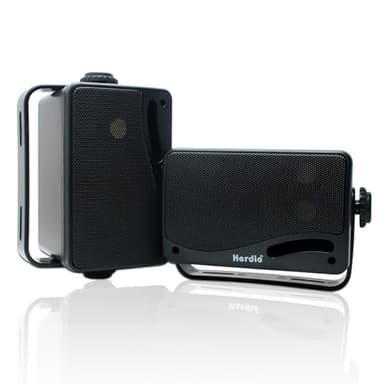 Herdio 3.5" Outdoor Bluetooth Speakers Wired Waterproof, 200W 3 Way Upgrade Premium Wall Mount Speakers, Durable Mountable Loud Sound System for Patio Indoor Deck Garage (Black Pair)