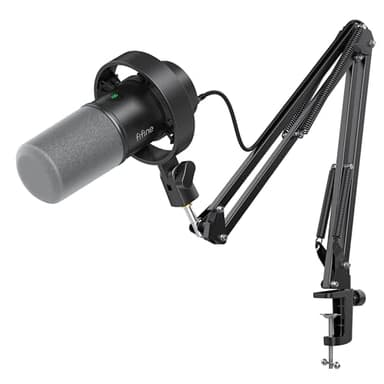 FIFINE K688 Podcast Microphone Kit, USB/XLR Dynamic Microphone with Boom Arm for PC/XLR Mixer, Gaming Mic with Mute Button, Headphone Jack for Vocal, Voice-Over, Streaming, Music Recording -K688CT