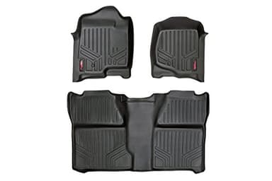 Rough Country All Weather Floor Mats for Chevy Silverado & GMC Sierra 1500/2500HD Crew Cab (2007-2014) with Front Bucket Seats - Waterproof, Flexible, Front & Rear Set