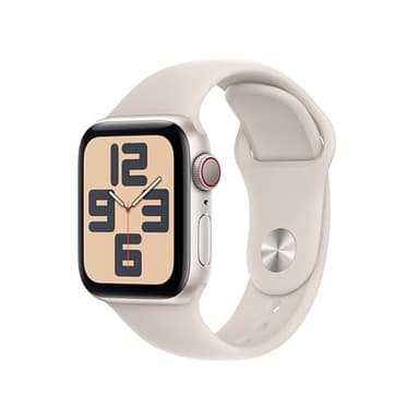 Apple Watch SE (2nd Gen) [GPS + Cellular 40mm] Smartwatch with Starlight Aluminum Case with Starlight Sport Band S/M (Renewed)