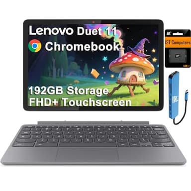 Lenovo Chromebook Duet Gen 9 11" FHD+ 2-in-1 Touchscreen Tablet Laptop (8-Core MediaTek Kompanio 838, 4GB, 128GB Storage (64GB+64GB SD), Detachable Keyboard) 8MP Webcam, IST HUB, Wi-Fi 6, Chrome OS