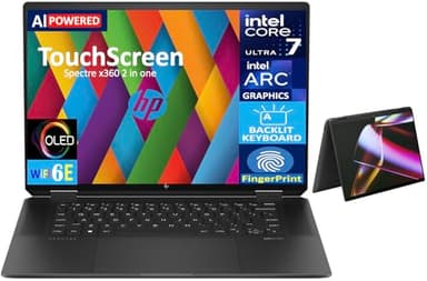 HP Spectre x360 AI Powered 2-in-1 Laptop 16.0" Touchscreen OLED 2.8K Display (Intel Ultra 7-155H, 32GB LPDDR5X, 2TB PCIe SSD, Backlit KB, Fingerprint, 2 Thunderbolt 4, Win 11 Pro) (Renewed)