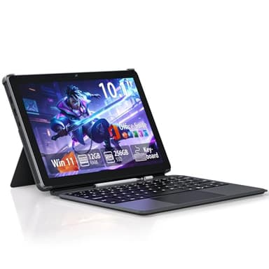Moxalc 10.1" Touchscreen 2 in 1 Tablet Laptop, 12GB RAM 256GB SSD M3 8100Y(up to 3.40 GHz), WiFi 5 BT 5.0 Type-C USB 3.0, Win 11 Office Suite Computer with Keyboard & Pen Set for Home Student Business