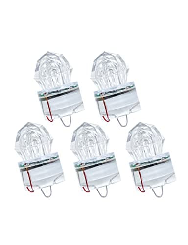 BLUEWING 5 Pack Diamond Fishing Lights LED Deep Drop Underwater Flasher Water-Activated Lighted Fish Lures for Swordfish, Tilefish, Halibut, Tuna, Grouper, White