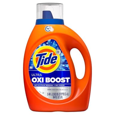 Tide Ultra Oxi Boost Liquid Laundry Detergent, 84 fl oz, 59 Loads, Advanced Stain Remover, Laundry Detergent Liquid with Extra Oxi Power