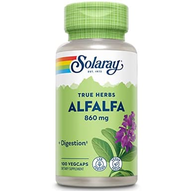 SOLARAY Alfalfa Leaf 860 mg - Alfalfa Capsules for Nutritive Support, Herbal Superfood w/Naturally Occurring Vitamin K, C and E, Minerals, Fiber and Chlorophyll, Vegan, 60-Day Guarantee, 50 Servings