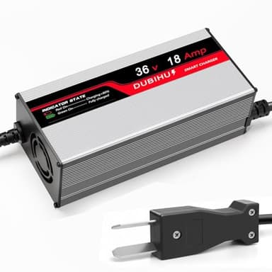 DUBIHU 36V 18A Golf Cart Battery Charger for Lead Acid Batteries ，16FT Long Cable, Works with Club Car & Yamaha Crowfoot ，Intelligent 3-Stage Charging System for Fast and Efficient Charging