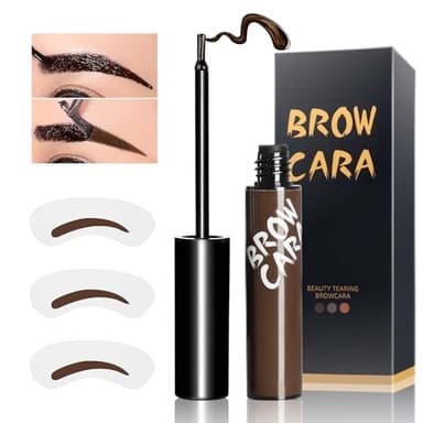 Tattoo Eyebrow Gel Peel Off - Waterproof Brow Gel with Eyebrow Stencils, Transfer-Proof Eyebrow Tattoo for & Girl Create Soft & Defined Brows Makeup, No Smudge and Easy to Color, 1 Pack (Dark Brown)