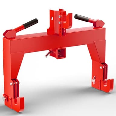 ACEKOOL 3 Point Quick Hitch for Cat 1 Tractors with 2" Receiver & 2 Hitch Points, 3000 Lbs Lift, No Bushing Required & Reinforced Design, Red
