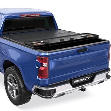 KUIPERAUTO 5.8FT Quad Hard Truck Bed Tonneau Cover Compatible for 2019-2025 2026 Chevrolet Silverado GMC Sierra 1500 (2019 New Body) - 69.6 inch - W/o Multi-Flex Tailgate and Carbonpro