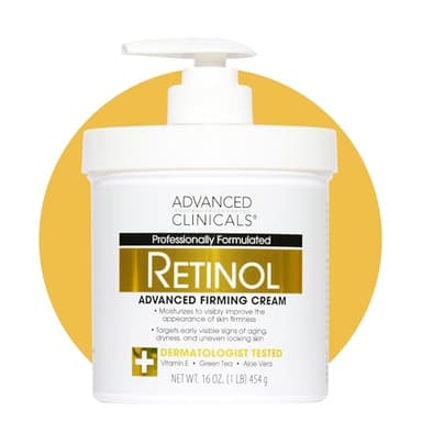 Advanced Clinicals Retinol Body Lotion & Face Moisturizer | Visible Anti Aging Skin Care Retinol Body Cream For Women & Men Targets Look Of Fine Lines, Wrinkles, & Crepe Looking Dry Skin, 16 Ounce