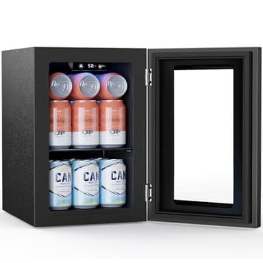 COWSAR Commercial Beverage Refrigerator 24-Can Mini Fridge, Countertop Wine Cooler Small Adjustable Digital Thermostat, LED Light, Freestanding Countertop Drink Refrigerator for Home, Bar & Office