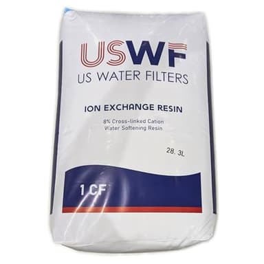 USWF-8P-50lbs Ion Exchange Water Softener Resin - 1 Cubic Foot - Single Bag - Ideal for Residential or Commercial Use - Reduces Soap Scum and Limescale