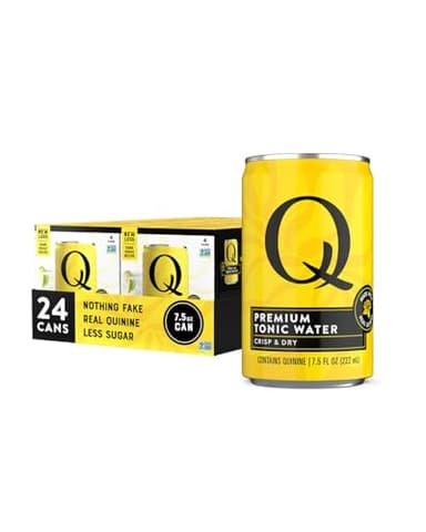 Q TONIC WATER with Real Quinine & Organic Agave - Ideal for Cocktails & Mocktails - Made with Real Ingredients, Perfectly Carbonated & Less Sweet - 45 Calories per Can - 7.5 Fl oz (Pack of 24)