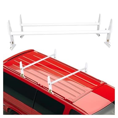 ECOTRIC Van Roof Ladder Rack 47"- 77" Adjustable Roof Rack 500LBS Capacity Compatible with Chevy Dodge Ford GMC Express