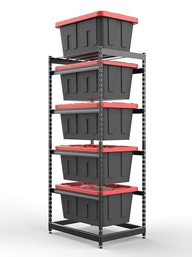 FERO 27 Gallon Storage Bin Rack Organizer, Heavy-Duty Tote Storage Rack, 5-Tier Standing Storage Bin Shelves, Maximize Space for Garage/Storage/Warehouse, 250 lb Total Capacity, 1(Bins Not Included)