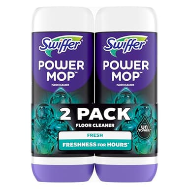 Swiffer PowerMop Floor Cleaning Solution with Unstopables Fresh Scent, PowerMop Refills, Floor Cleaner for Mopping, 25.3 fl oz, 2 Pack