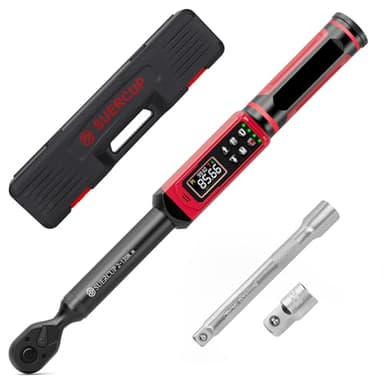 SUERCUP 3/8-inch Digital Torque Wrench(1.5-99.6Ft.Lb/2-135Nm) ±1% Accuracy Digital Torque Wrench with Vibration, Buzzer,LED Notification and Five Units of Measure, for Motorcycle, Auto Repair