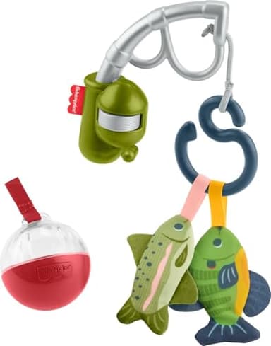 Fisher-Price Baby Toys Mini Me Moments Reel Fun Fishing Set, 4-Piece Sensory Activities for Newborn Developmental Play Ages 3+ Months