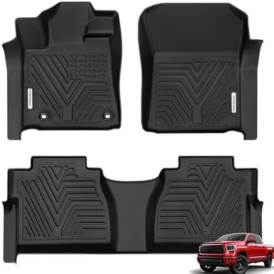 YITAMOTOR Floor Mats Compatible with Toyota Tundra, Custom Fit Floor Liners for 2014-2021 Toyota Tundra Double Cab & Crew Max Cab, 1st & 2nd Row All Weather Protection