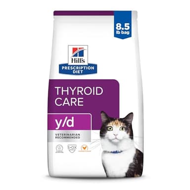 Hill's Prescription Diet y/d Thyroid Care Dry Cat Food, Chicken, 8.5 lb. Bag