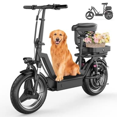 1000W Peak Motor Electric Scooter for Adults, 25MPH Top Speed, 35 Miles Max Range, 48V 15Ah Battery, E Scooter with Seat, Dual Suspension, 14" Foldable E-Scooter with Rear Box for Cargo, Commuting