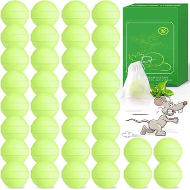36 Pack Mice Repellent - Peppermint Oil Rat Repellent Ball for House Garage Garden Car Engine Indoor, Mouse Deterrent for Outdoor, Keep Mice Out Natural Pest Repellent Pet Safe