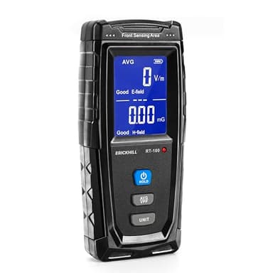ERICKHILL EMF Meter, Detects Electric and Magnetic Fields, Handheld Digital EMF Detector with LCD Display, Sound-Light Alarm, Rechargeable Battery for Home, Office, and Appliances (Blue)