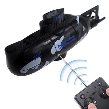 Tipmant Mini RC Submarine Remote Control Boat Ship Military Model Electric Water Toy Waterproof Diving Kids Gift Black