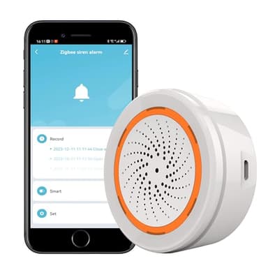 Zigbee Smart Siren Alarm: Wireless Home Security Alarm, Burglar Alarm Sound Light Alarm with 100dB Sounder, Tuya App Control, Tuya Zigbee Hub Required, Compatible with Alexa, Google Assistant