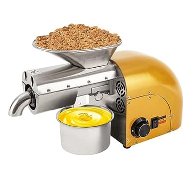 Oil Press Machine, 1800W 110V Electric Oil Extractor Commercial Stainless Steel Oil Press Machine Nut Seeds Oil Extractor Cold& Hot Press Machine, Temperature Control 300°C/572°F,Lower Noise