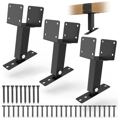 JEXALINE 3Pcs Roof Riser Brackets Kit,Pergola Roof Riser Beam Bracket,Heavy Duty Pergola Brackets, ,Adjustable Saddle Roof Riser Post for Gazebo -Includes Screws